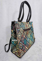 Multicolor - Trendy Ajrakh single partition handbag / office bag - MS7 Brand